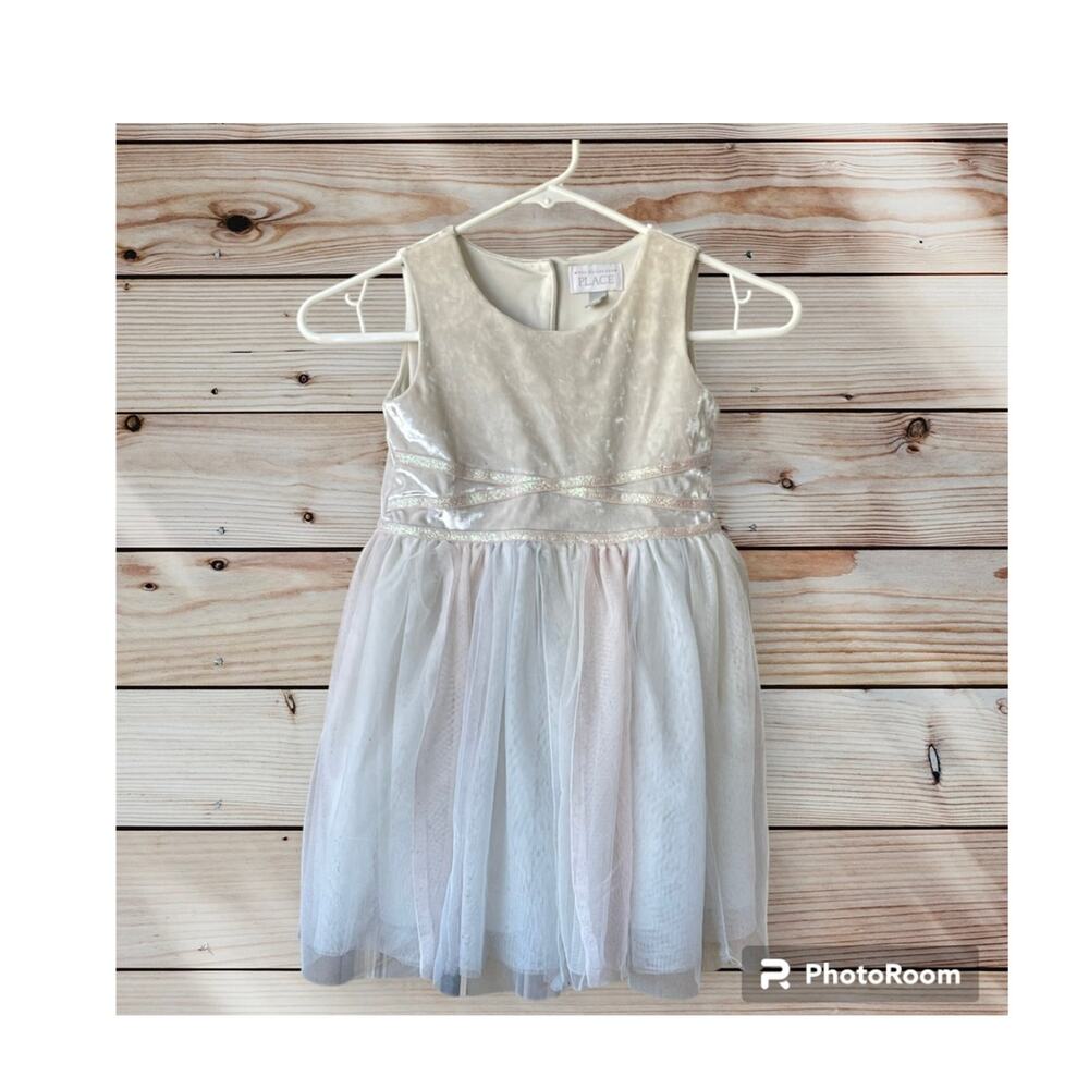 The Children’s Place Ivory Velvet & Tulle Dress Size 5T
